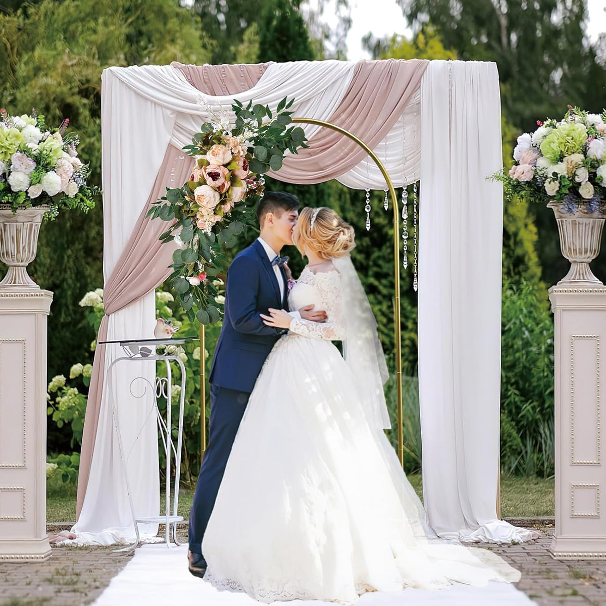 Wedding Arch Backdrop Stand 6FT Gold Wedding Balloon Arched Backdrop Stand Square Arch Frame for