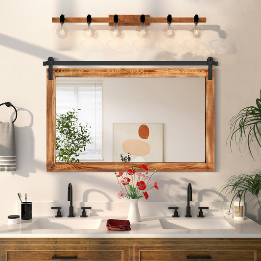 COGOOD Farmhouse Bathroom Mirror - 45 x 30 Large Rectangle Barn Door Mirror for Vanity, Bedroom