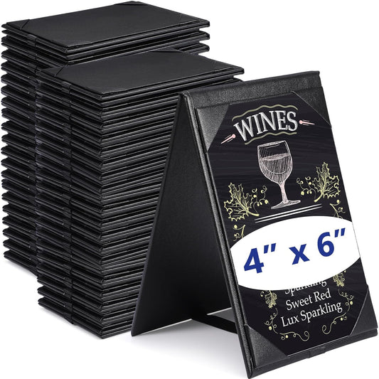Gerrii Leatherette Table Tents Black PU Leather Menu Covers Bulk Double Sided Frame Sign Holders 2