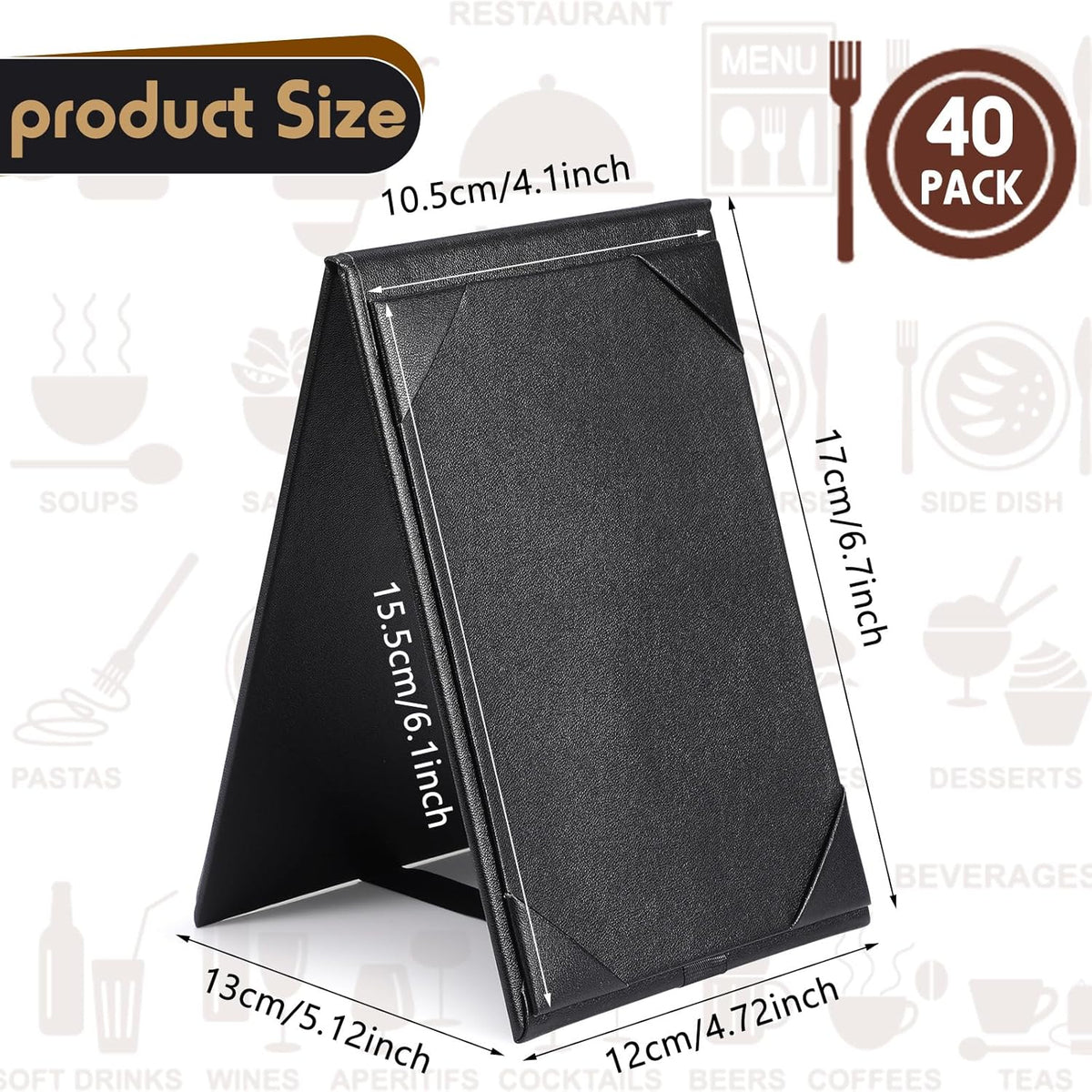Gerrii Leatherette Table Tents Black PU Leather Menu Covers Bulk Double Sided Frame Sign Holders 2