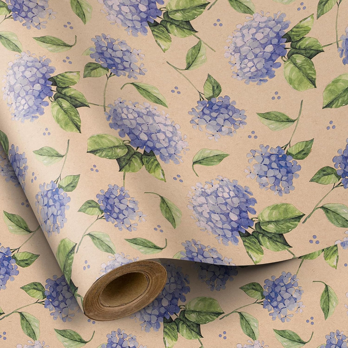 RUSPEPA Hydrangea Wrapping Paper for Women Girls, Mini Roll, Delicate Blooming Floral Gift Wrap