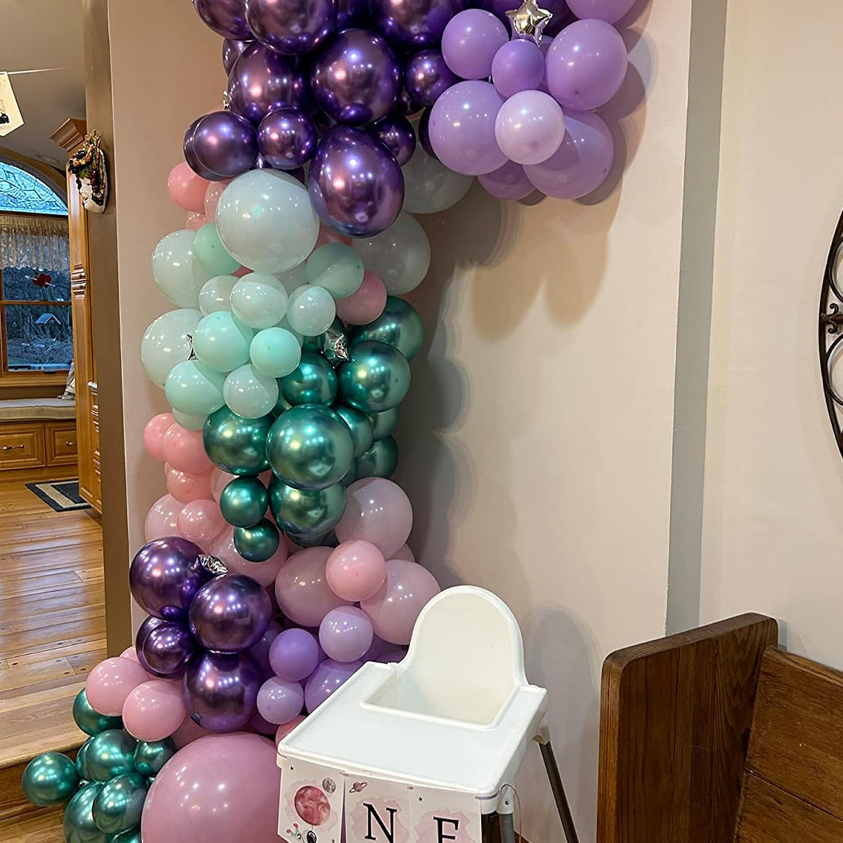Togvu Mermaid Party Balloon Set, 60 Packs 12 Inches Metallic Purple Pink Green Blue Latex Balloons