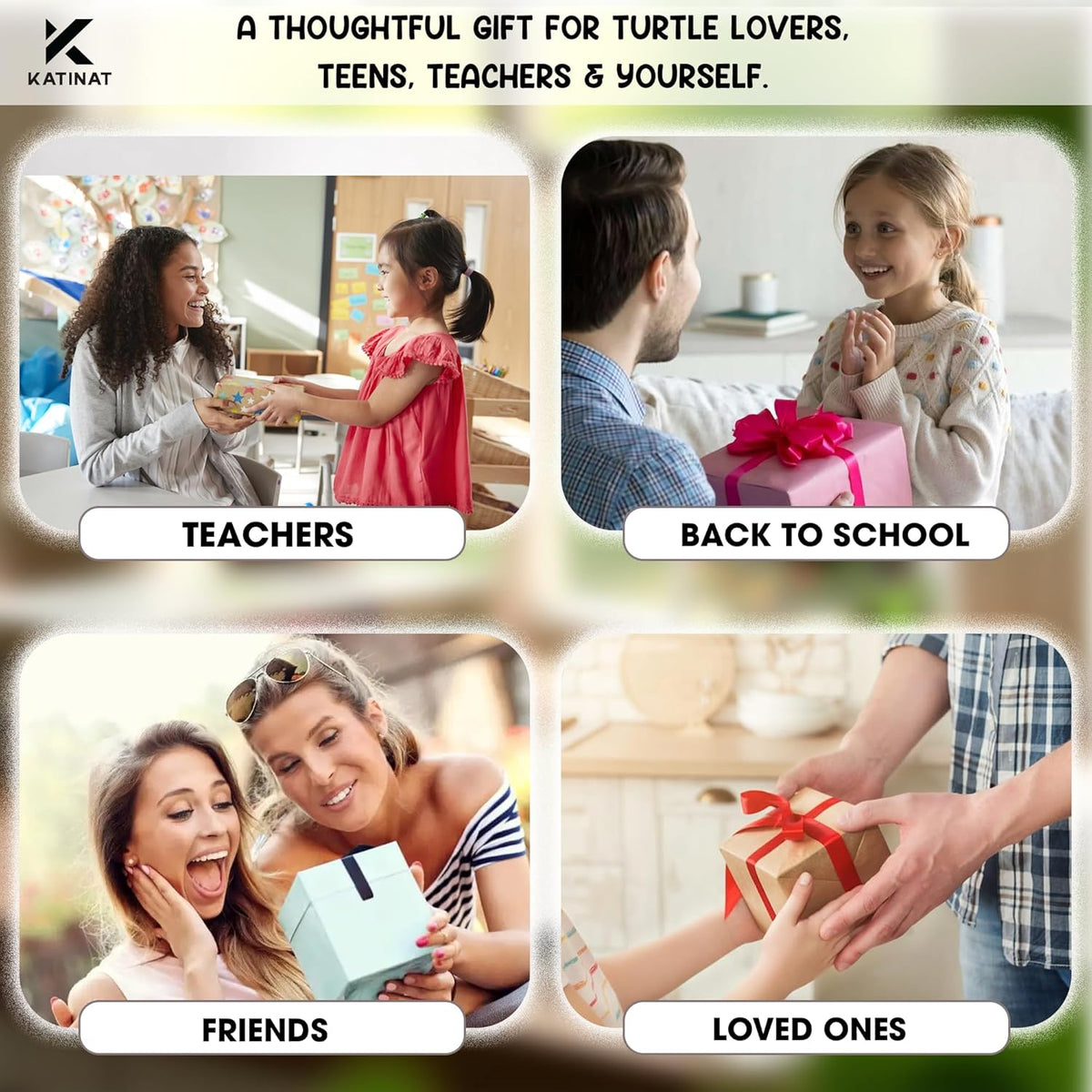 Positive Turtle Jar – 60 Funny Emotional Support Affirmation Cards, Sea Turtle Gifts for Women