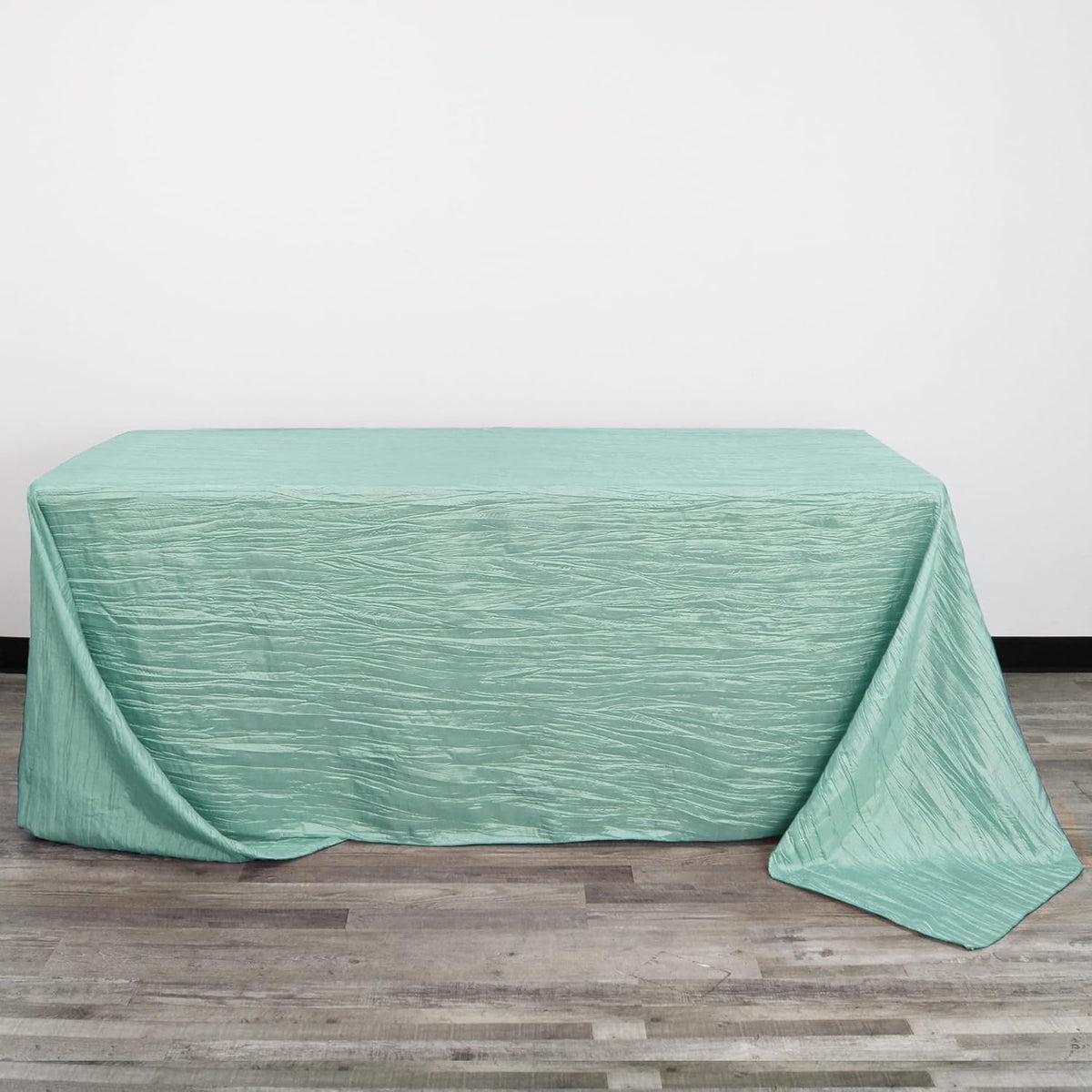 YOUR CHAIR COVERS - 90 x 156 inch Rectangular Crinkle Taffeta Tablecloth - Robin Egg, Rectangle