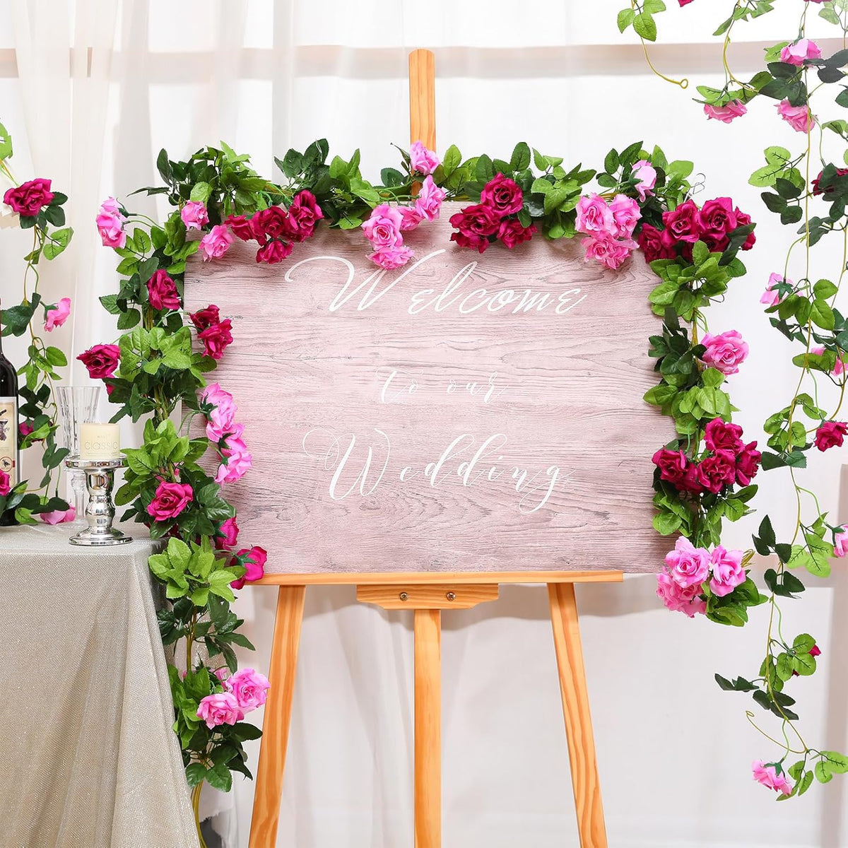 Floweroyal 6 Pack Artificial Flower Garlands 15.8FT Fake Rose Vines Silk Flowers Hanging Rose Ivy