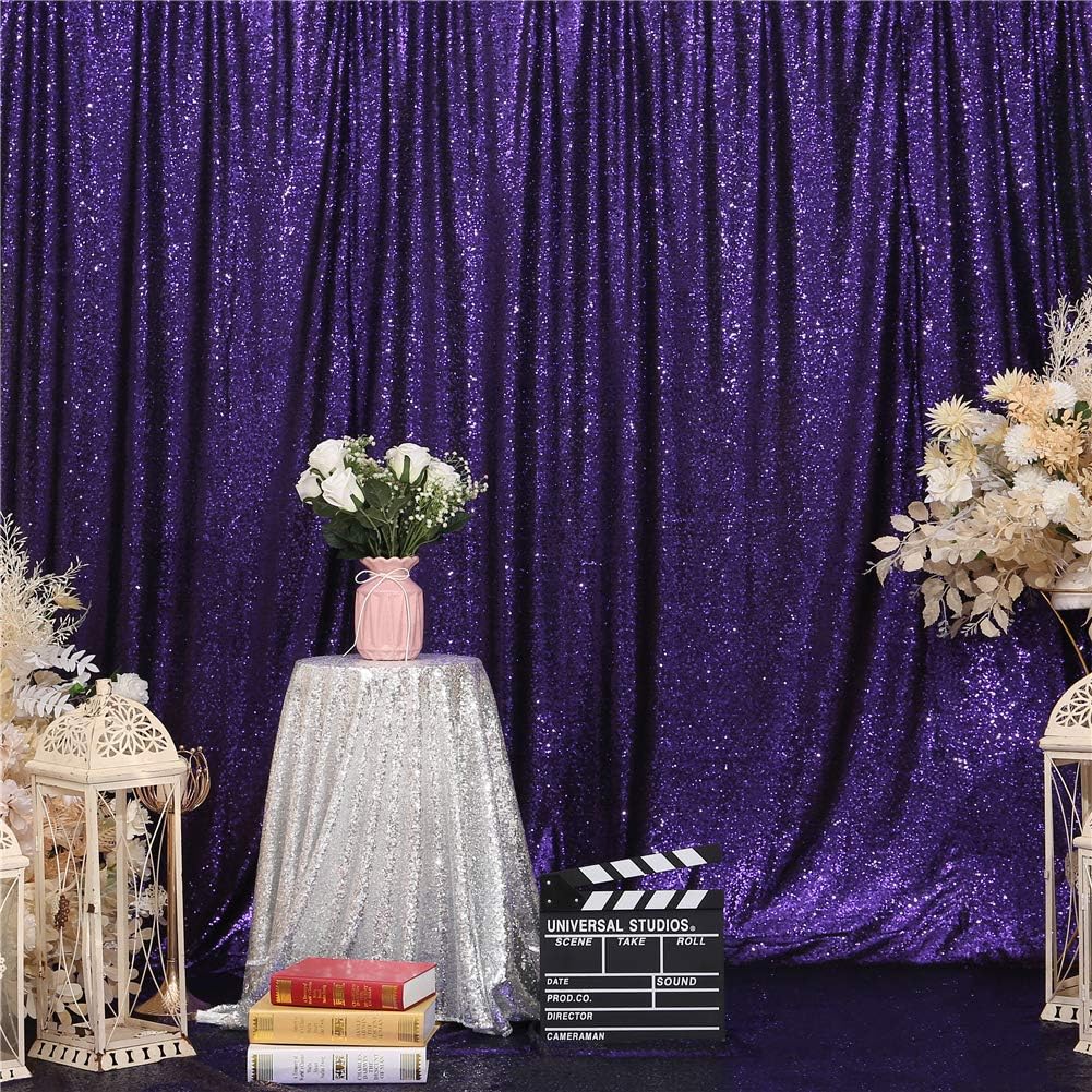 Eternal Beauty Purple Sequin Backdrop, 10x10 Ft Halloween Glitter Background Curtains for Shimmer