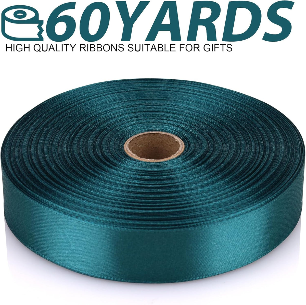 Greenish Blue Ribbon 7/8 Inch 60 Yards Satin Craft Ribbon-Single Face Polyester Ribbon for Handmade