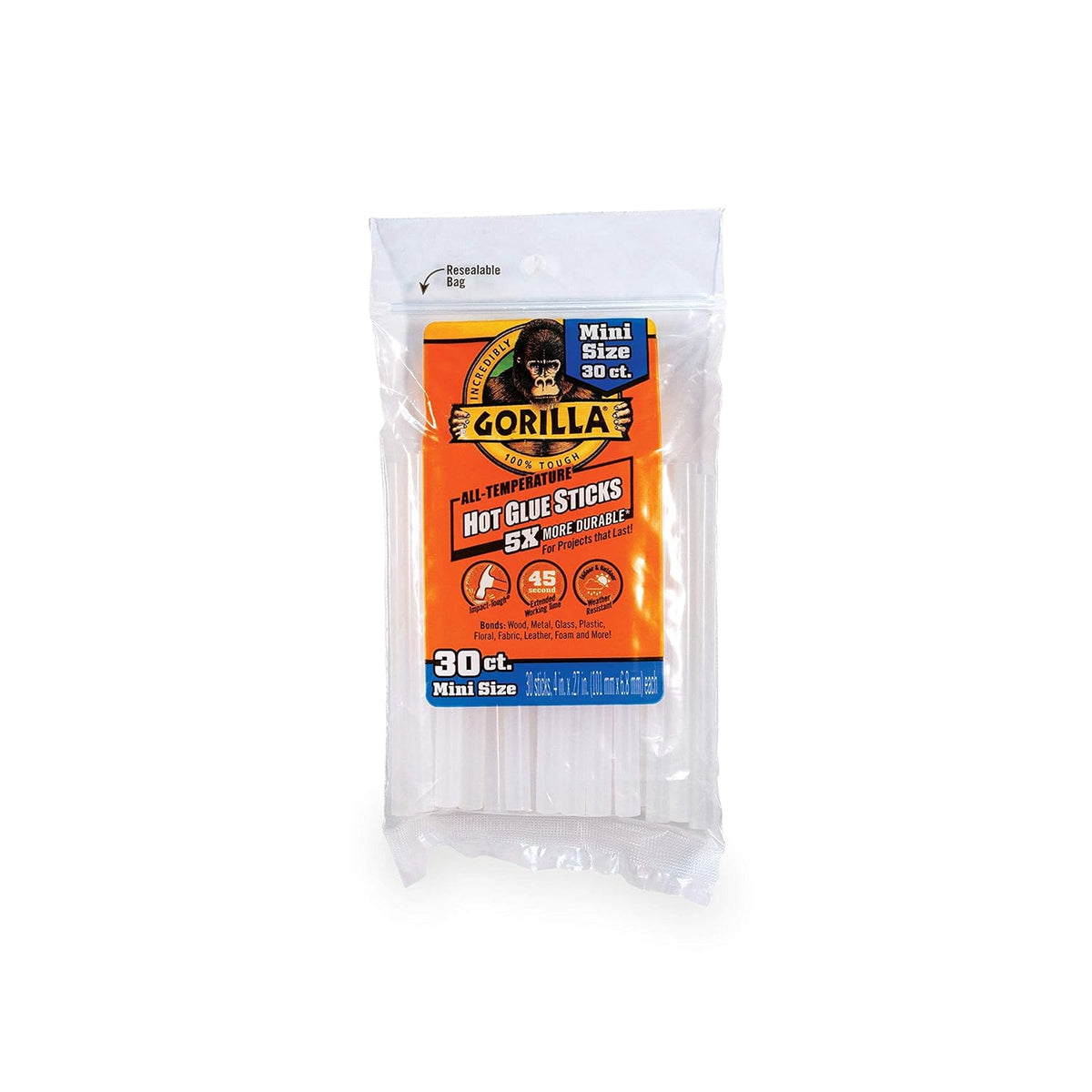 Gorilla Hot Glue Sticks, Clear Glue, Mini Size 4" Long x 0.27" Diameter, 30 Count (Pack of 12)