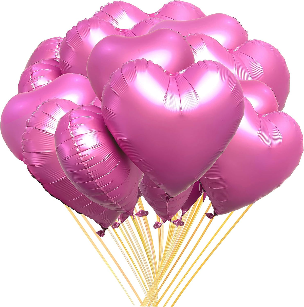 Jonhamwelbor 20Pcs 18 inch Metallic Pink Foil Mylar Heart Shape Balloons Decorations Valentines