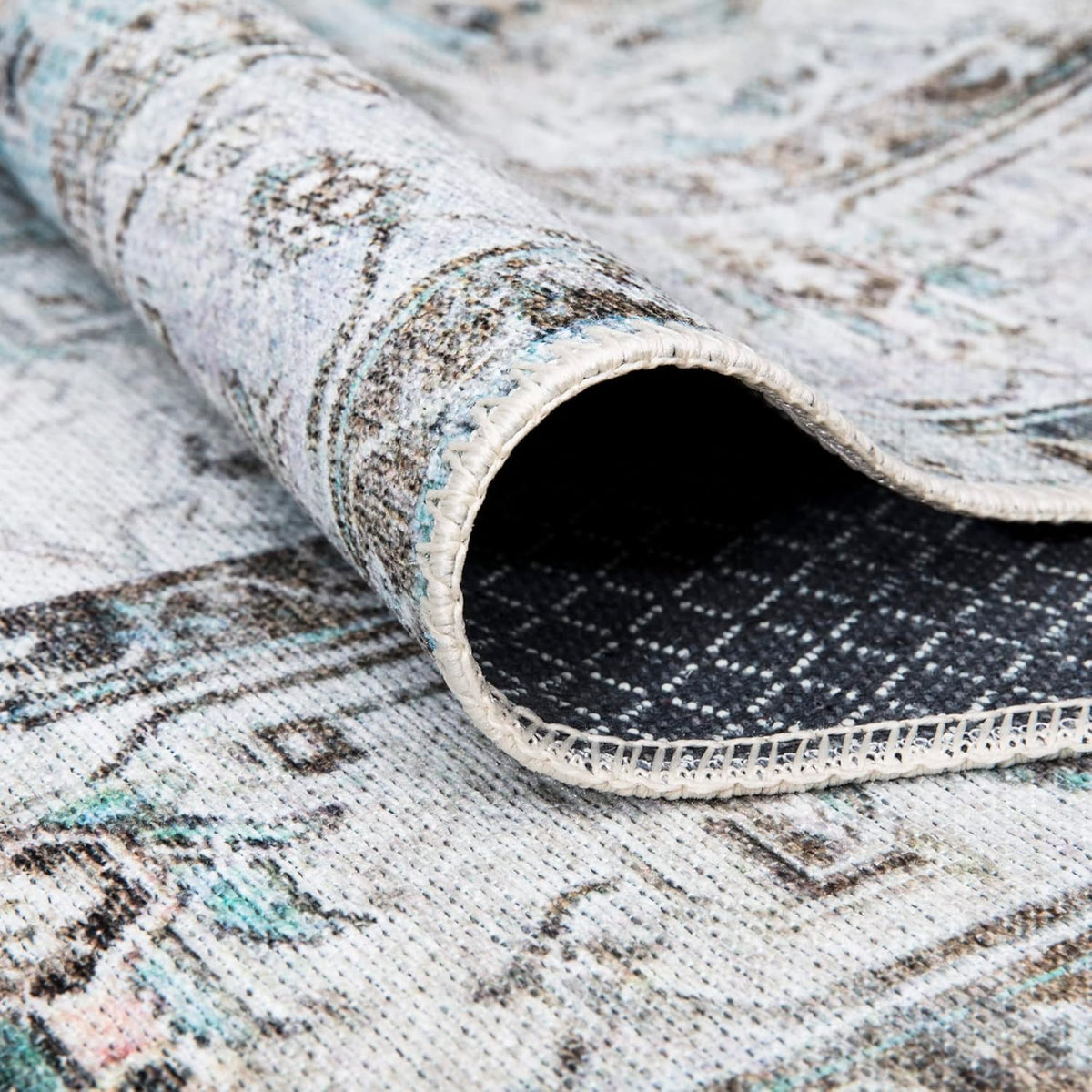 Bloom Rugs Washable Non-Slip 9' x 12' Rug - Beige/Blue Traditional Area Rug for Living Room