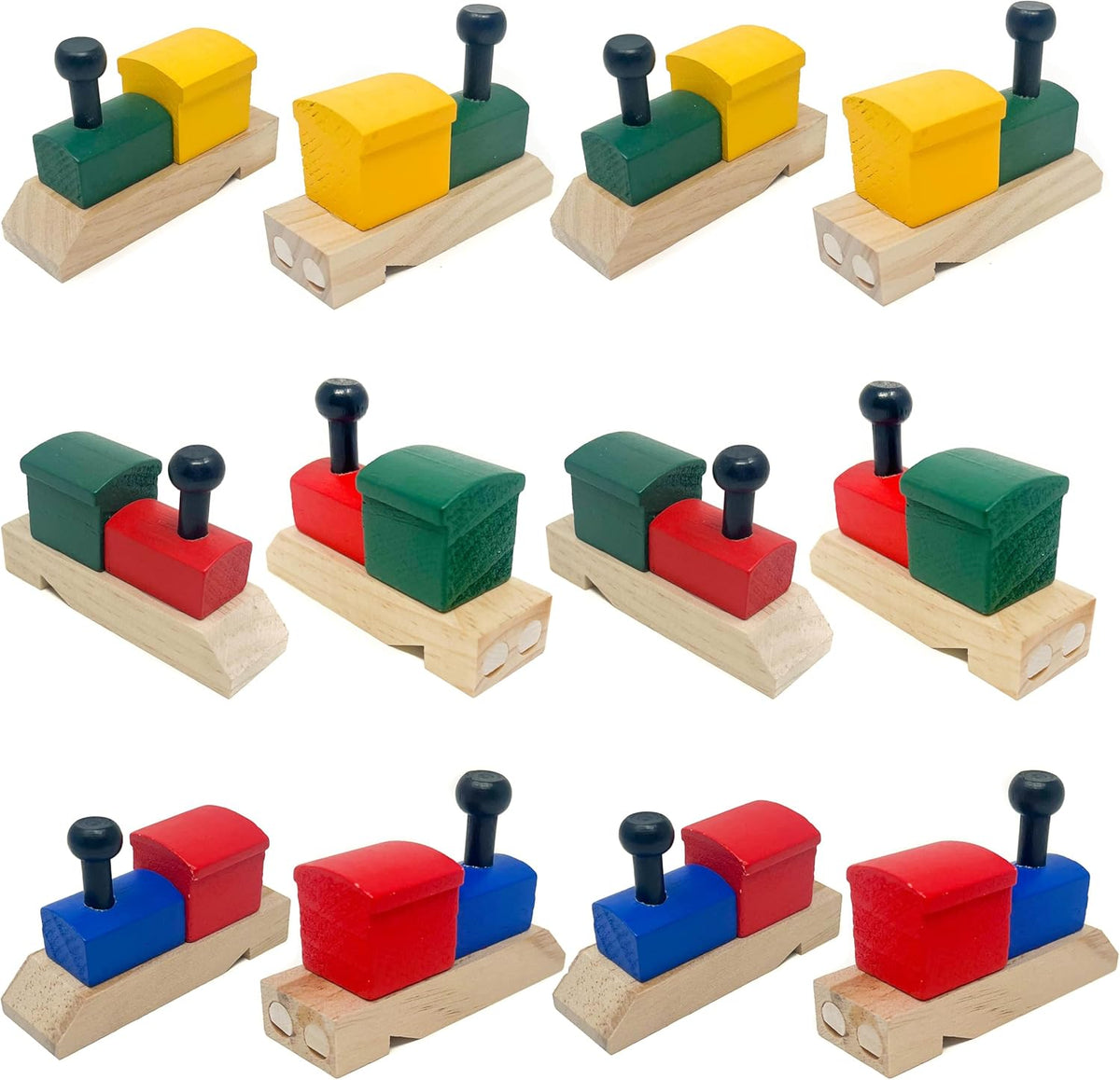 Podzly 12 Pack of Wooden Train Whistles - Fun Noise Maker Wood Toys for Kids, Montessori Toy and
