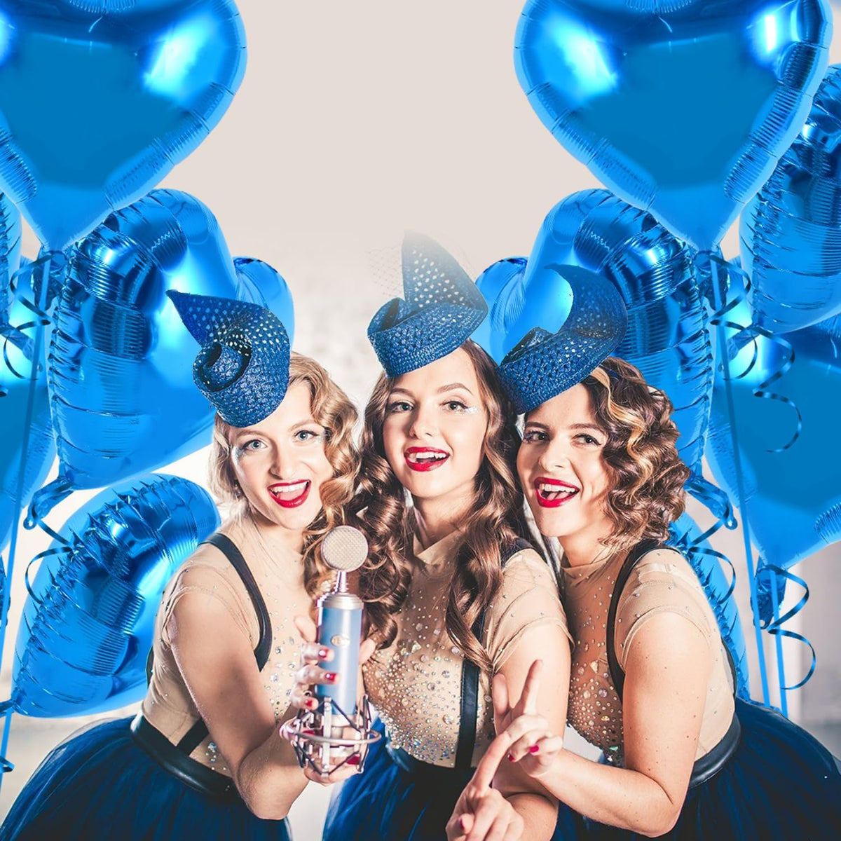 TONIFUL 30Pcs 18 Inch Blue Heart Balloons Blue Heart Shape Foil Mylar Balloons Decoration for
