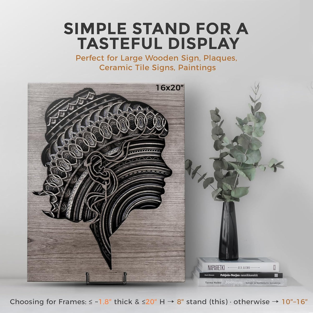 TR-LIFE Plate Stands/Holder for Display, 8 Inch, Large, Metal Frame for Picture, Decorative