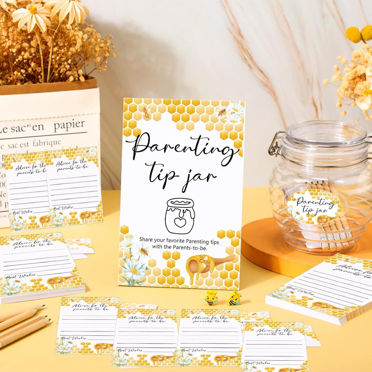 Roowest Baby Shower to Baby Advice Cards for New Parents to Be - Tip Jar Sign for New Parents 60