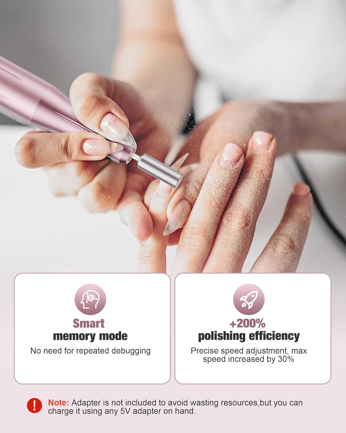 Cordless Nail Drill Electric File: Professional for Acrylic Gel Dip Powder Nails Portable Nail