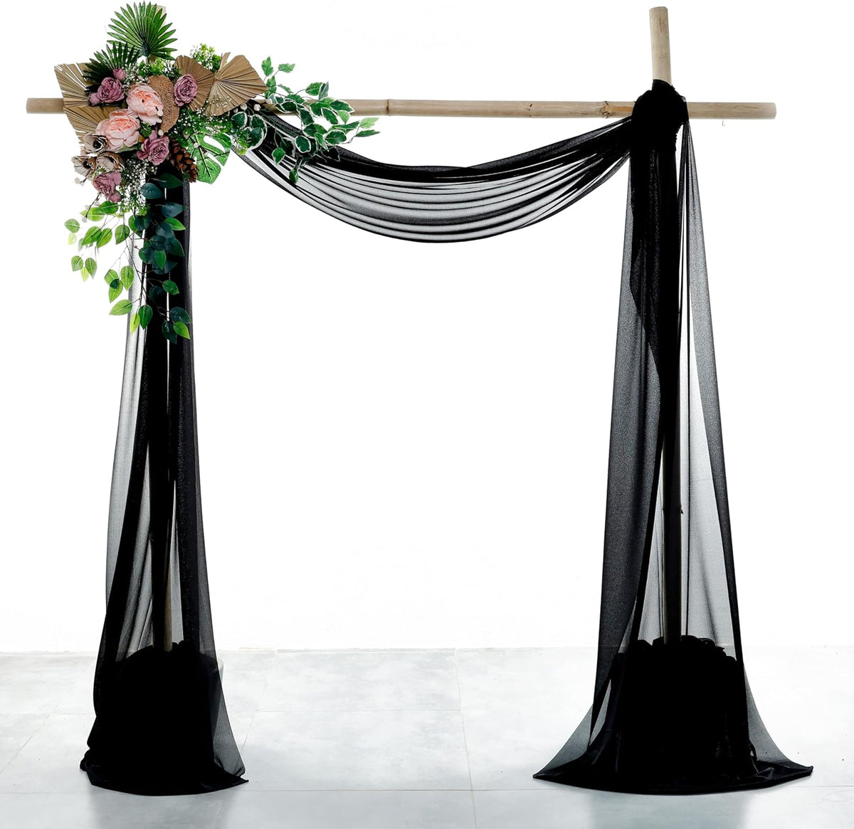 VDS Pack of 2 Panel (30 Inch X 100 Feet) Wedding Arch Draping Fabric Sheer Chiffon Fabric Drapery