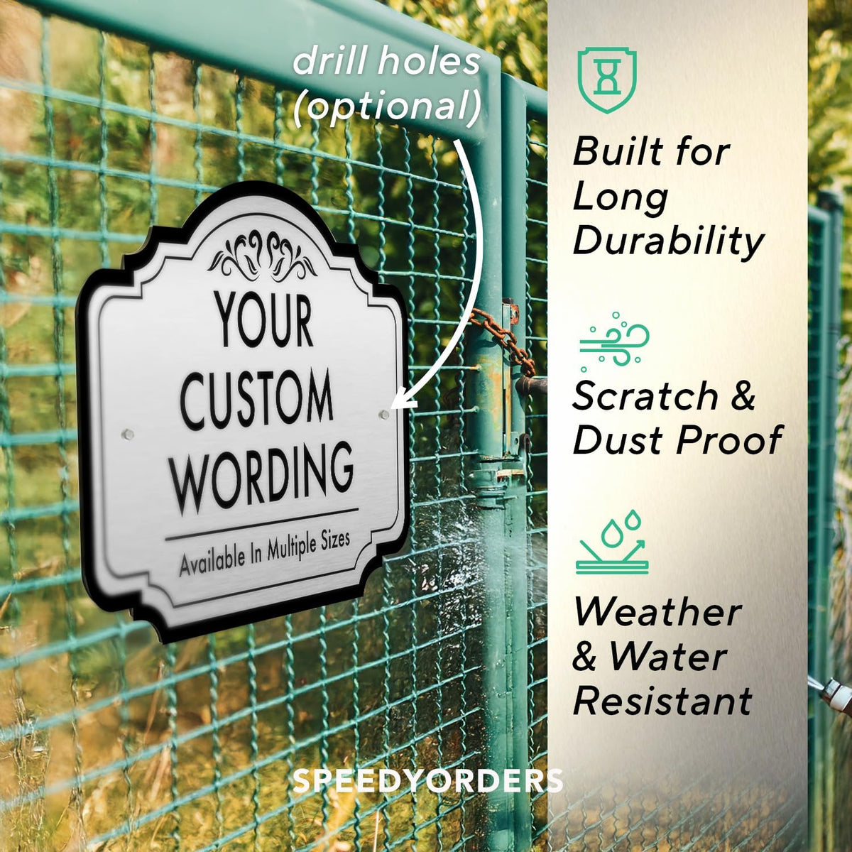 Design 24x18 In Metalic Silver Decorative Outdoor Personalized Aluminum Driveway Signs, Custom
