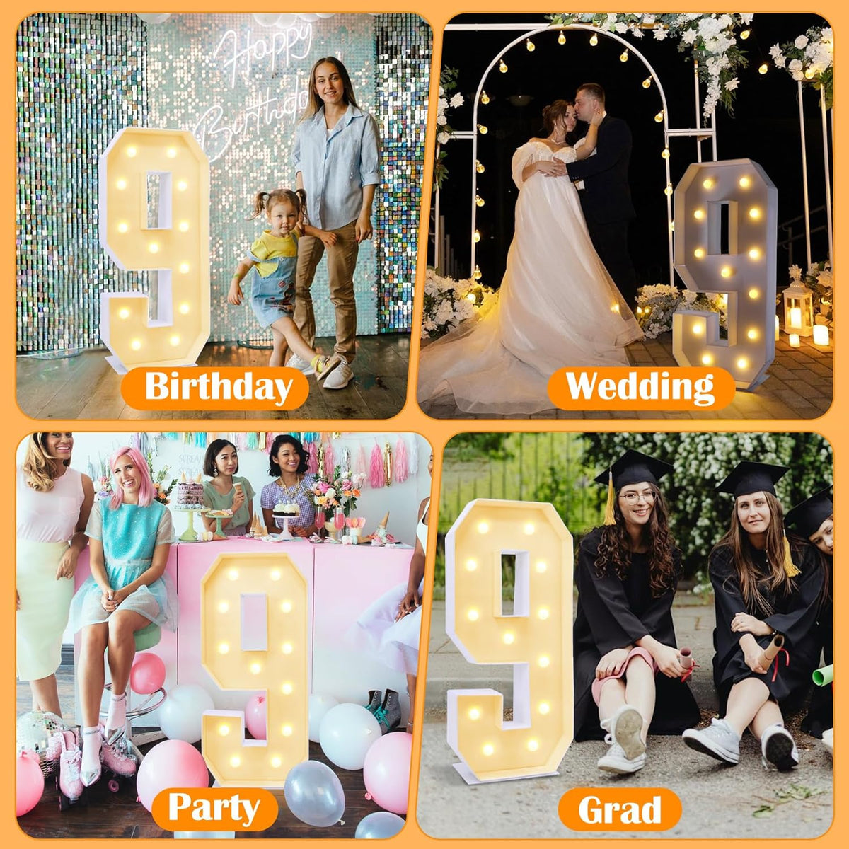 4ft Marquee for Numbers, Multifunctional Marquee for Numbers 4 Feet Tall, Mosaic Numbers for