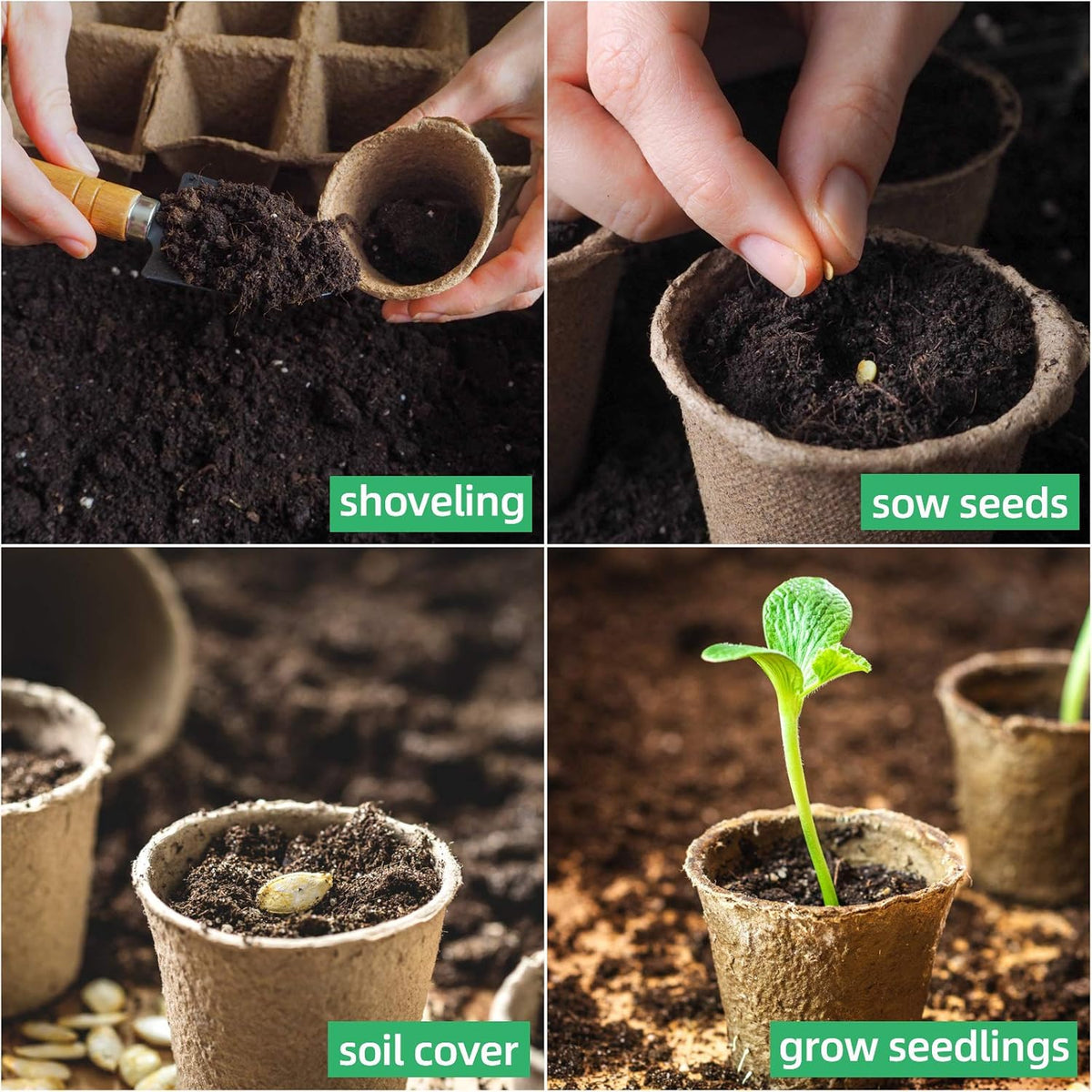 JERIA 100-Pack 3.15 Inch Peat Pots for Seedling with 100 Pcs Plant Labels,Outdoor Garden