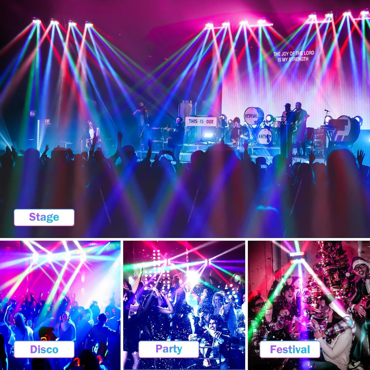 BETOPPER Moving Head DJ Lights,Stage Lights for Parties, RGBW 8x3W LED Spider Lights, Sound