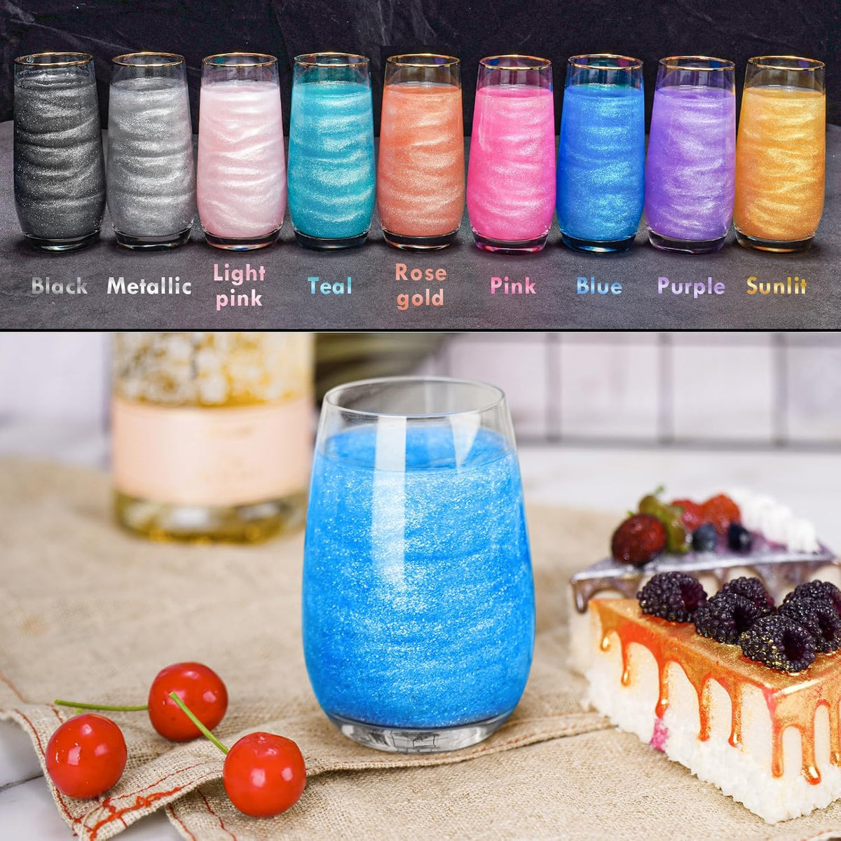NiHome Edible Food-Grade Glimmer Powder Glitter Luster Dust Metallic Food Decorating Sprinkle