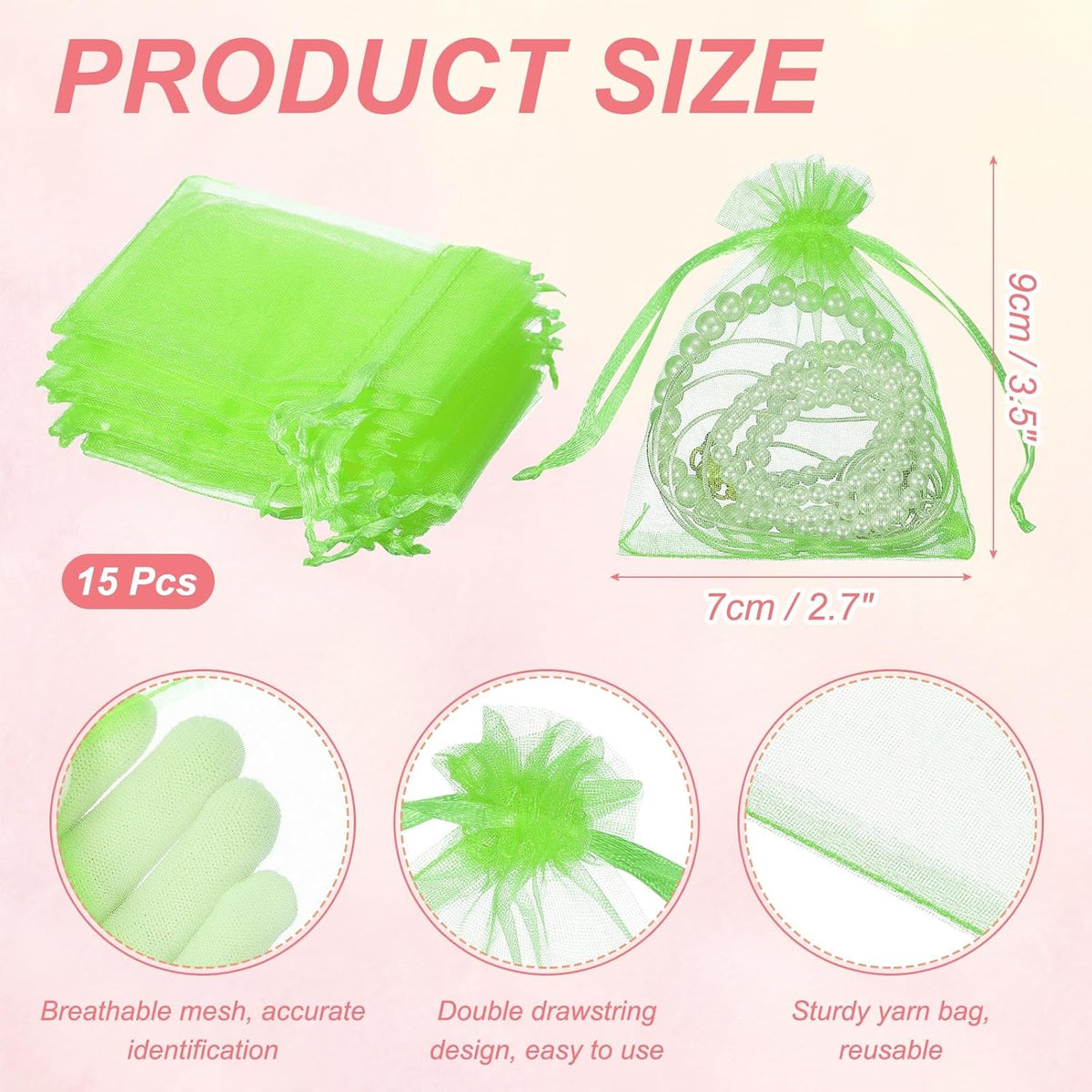 uxcell 50 Pcs Organza Gift Bags, 2.7x3.5 Inch Drawstring Pouches Jewelry Gift Bags, Small Wedding