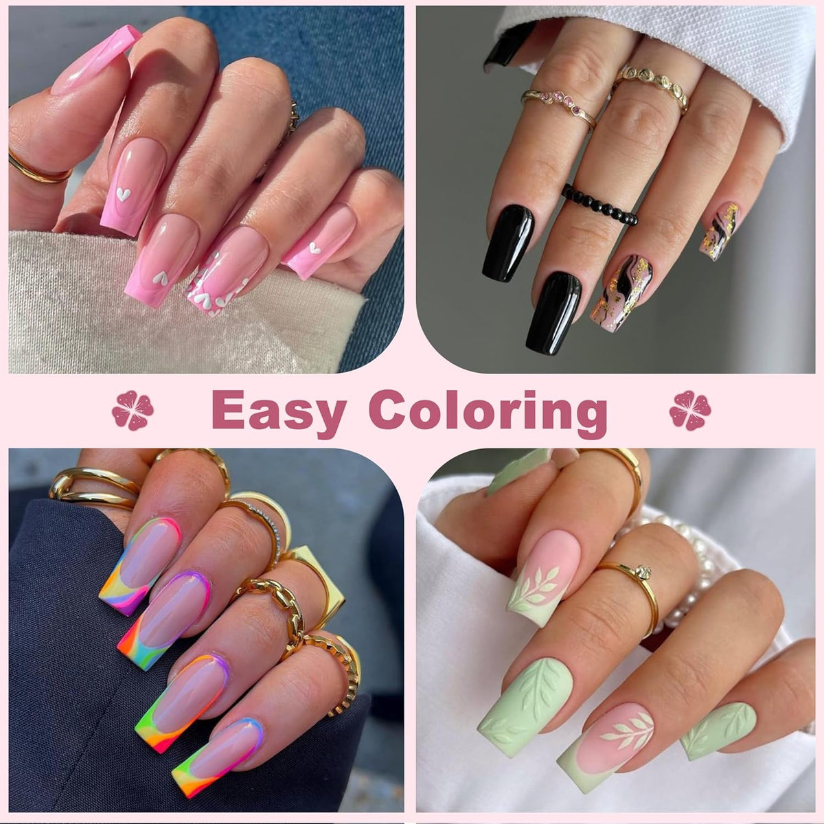 Medium Square Nail Tips, 240pcs Soft Gel Pre-Shaped Acrylic Fake Nails, Half Matte Full Cover Clear