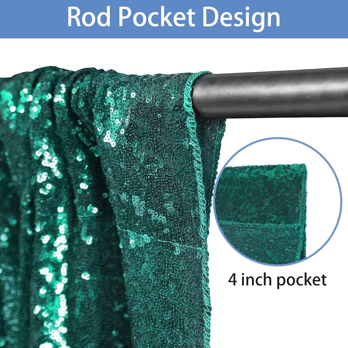 Hahuho Hunter Sequin Backdrop Curtain, 2PCS 2FTx8FT Glitter Backdrop Curtain for Parties