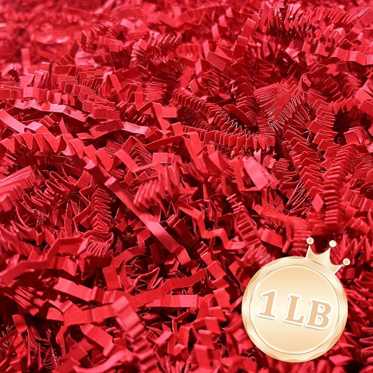 Zankubom 1 LB Red Crinkle Cut Paper Shred Filler Great for Gift Wrapping, Red Basket Fillers