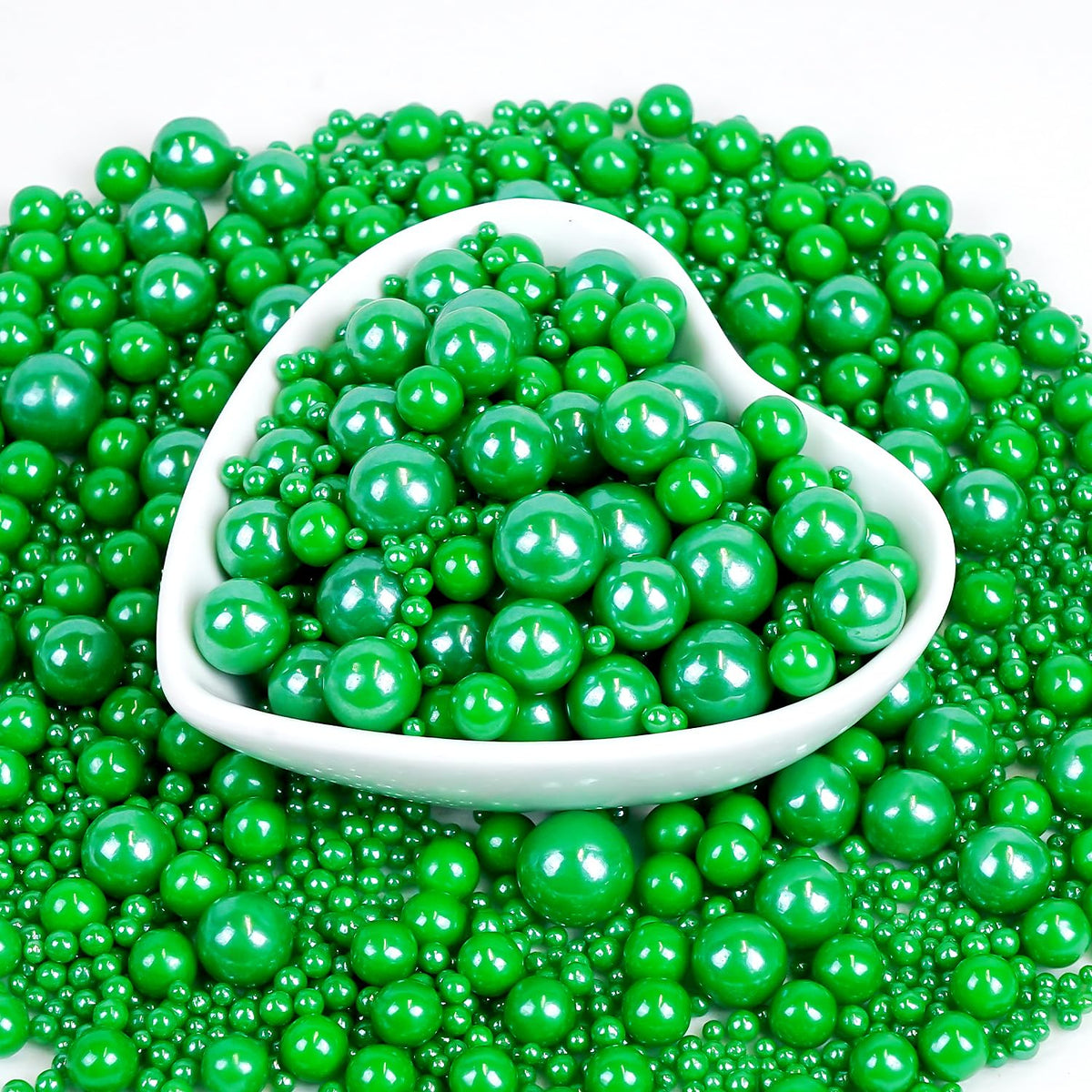 Christmas Edible Green Pearl Sprinkles, Edible Sugar Pearls for Cake Decorating, Cake Decorations