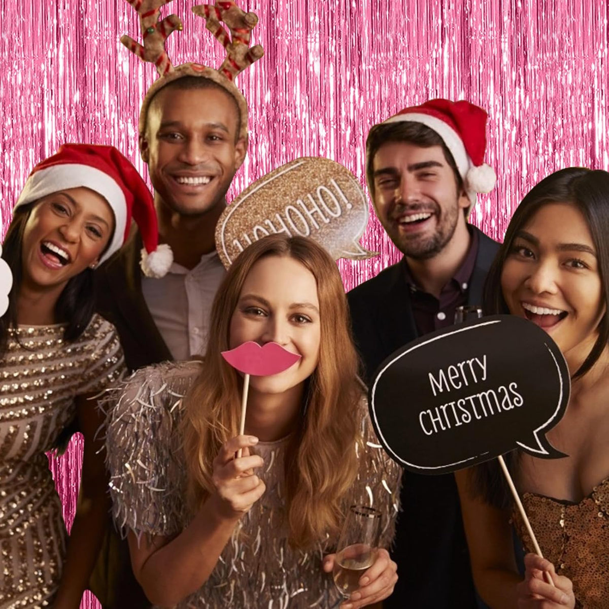 3 Pack Pink Backdrop Birthday Party Decorations Tinsel Foil Fringe Curtains Backdrop Streamer