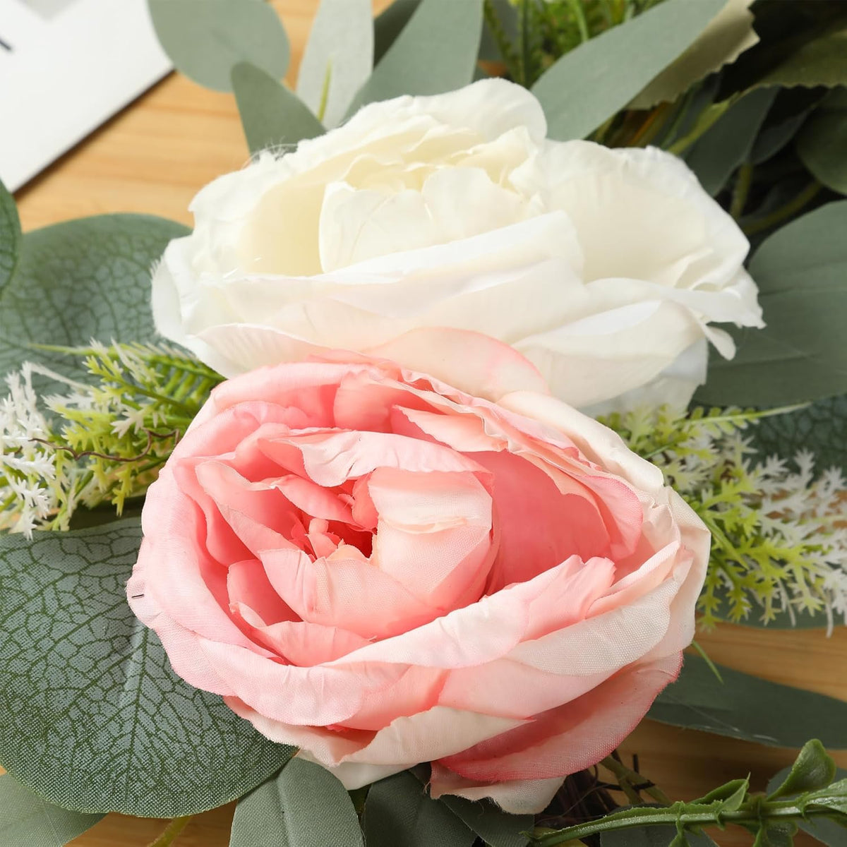 H&W 2pcs Artificial Wedding Arch Flowers for Wedding Sign, Floral Swag Dusty Decor for Reception