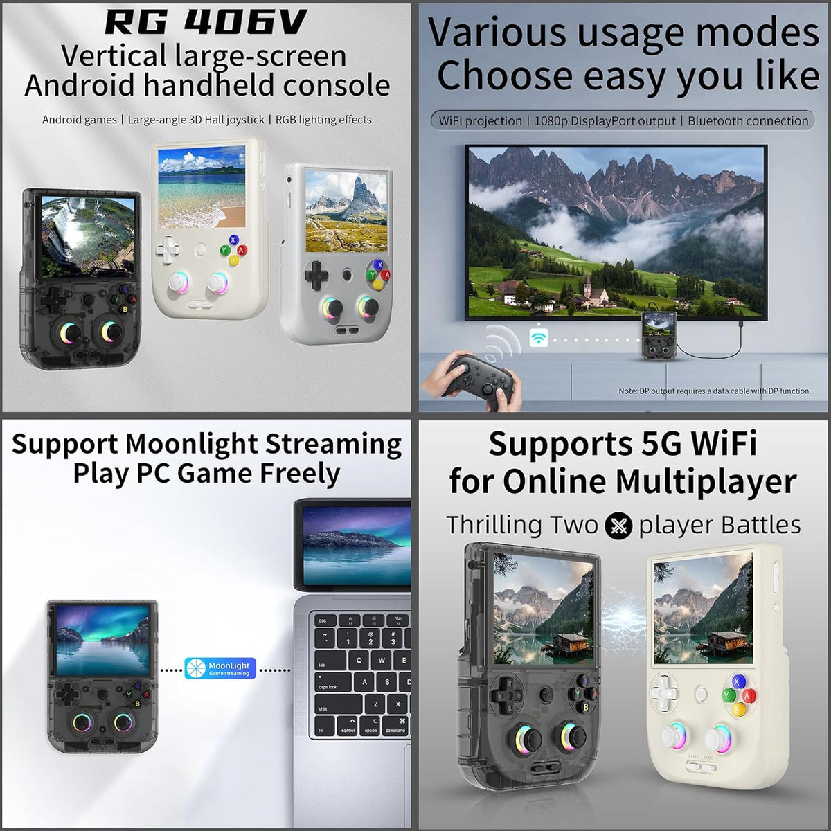 RG406V Handheld Game Console Preloaded Games RG 406V 4-inch IPS Multi-touch Screen Retro Game