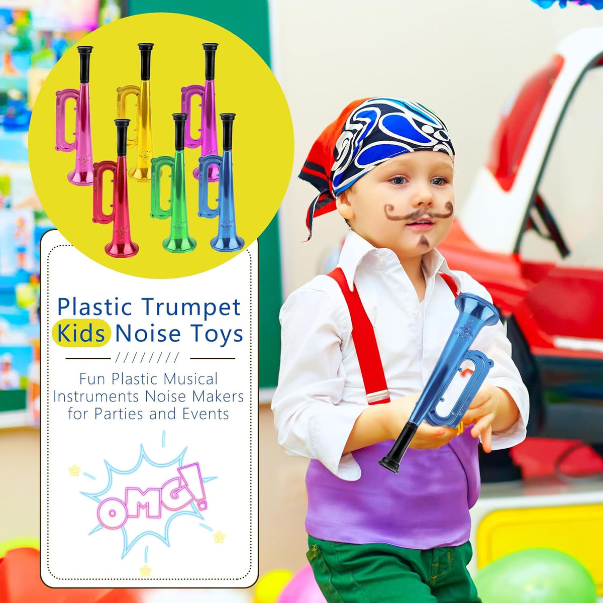 18 Pack 7 Inch Kid Trumpet Instrument Mini Trumpet Toys Kids Horn Musical Instruments Musical