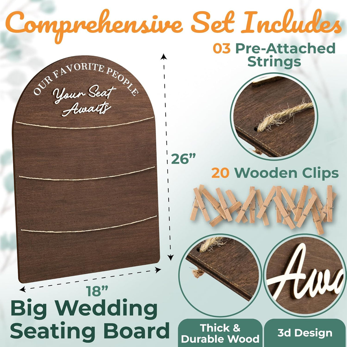 STOFINITY Wedding Seating Chart Board Display For Wedding Reception Decor - Rustic Seating Chart