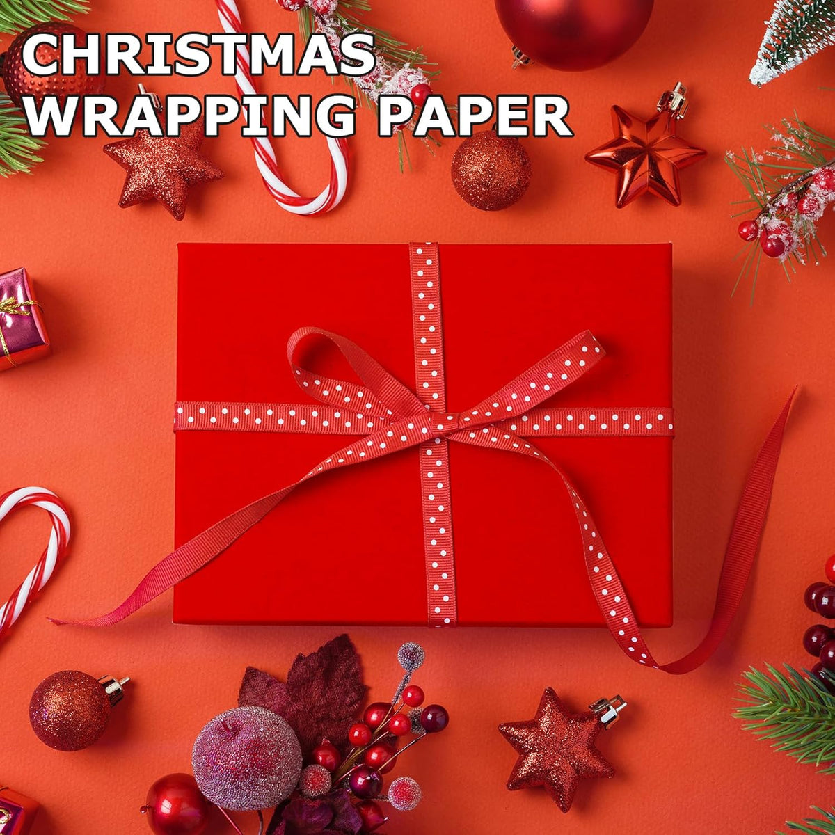 Vanhench 17.5"×963" Red Wrapping Paper Roll for Women Kids, Solid Color Art Kraft Craft Paper for