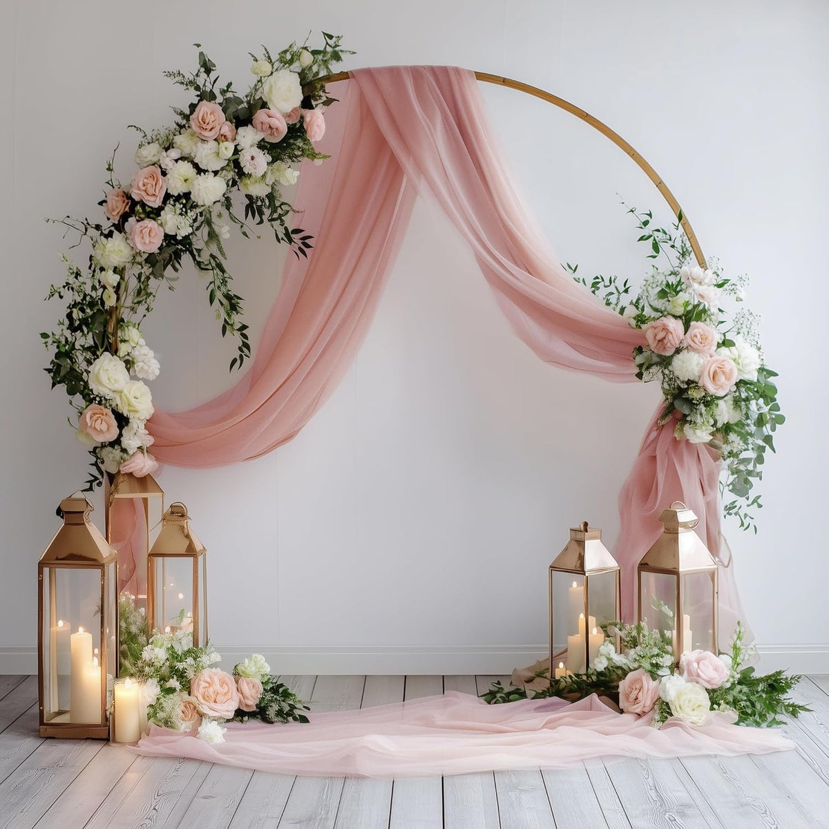 Wedding Arch Draping Fabric 2 Panels 28.7" x 20FT Dusty Rose Sheer Chiffon Backdrop Drapes for