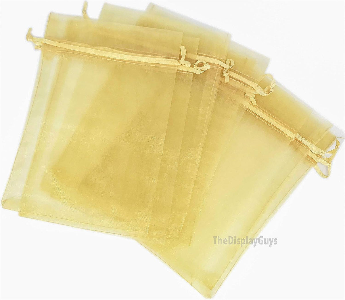 TheDisplayGuys 100-Pack 6x8 Gold Sheer Organza Gift Bags with Drawstring, Jewelry Candy Treat