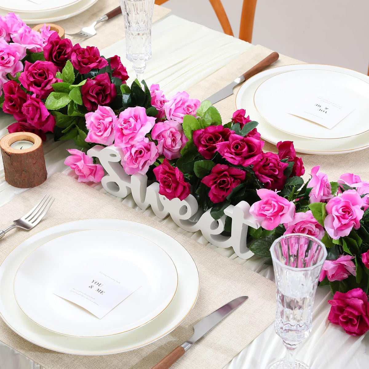 Floweroyal 4 Pack Artificial Flower Garlands 15.8FT Fake Rose Vines Silk Flowers Hanging Rose Ivy