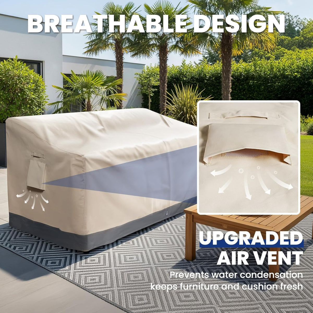 Extra Heavy Duty Outdoor Couch Cover Waterproof Up to 8000pa, Large 3-Seater Patio Sofa Cover, Lawn
