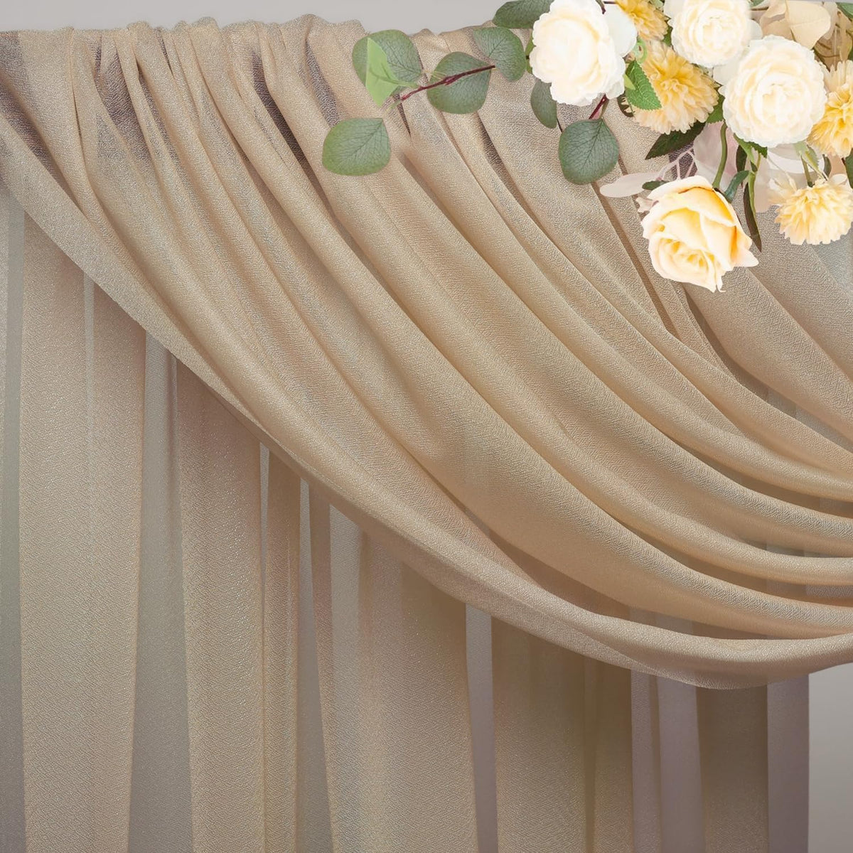 Wokceer Wedding Arch Draping Nude 4 Panels 28.7" x 20FT Sheer Fabric Drapes Backdrop for Ceremony