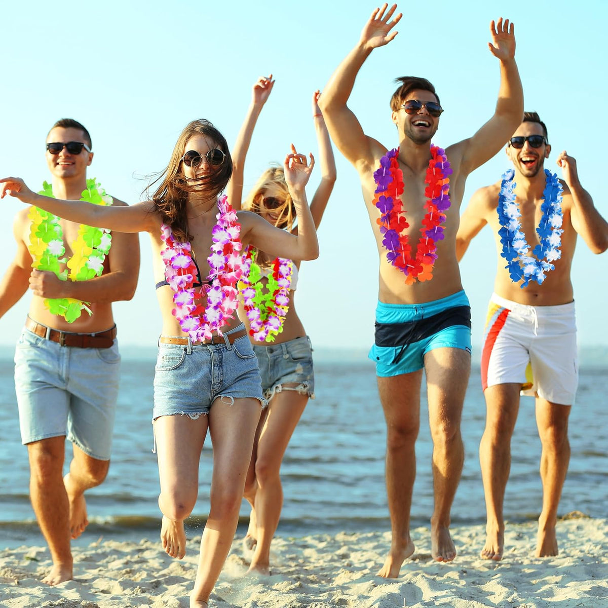 Luau Party Decorations, 36PCS Hawaiian Themed Leis Necklace Costume Accessories, Colorful Hawaiian
