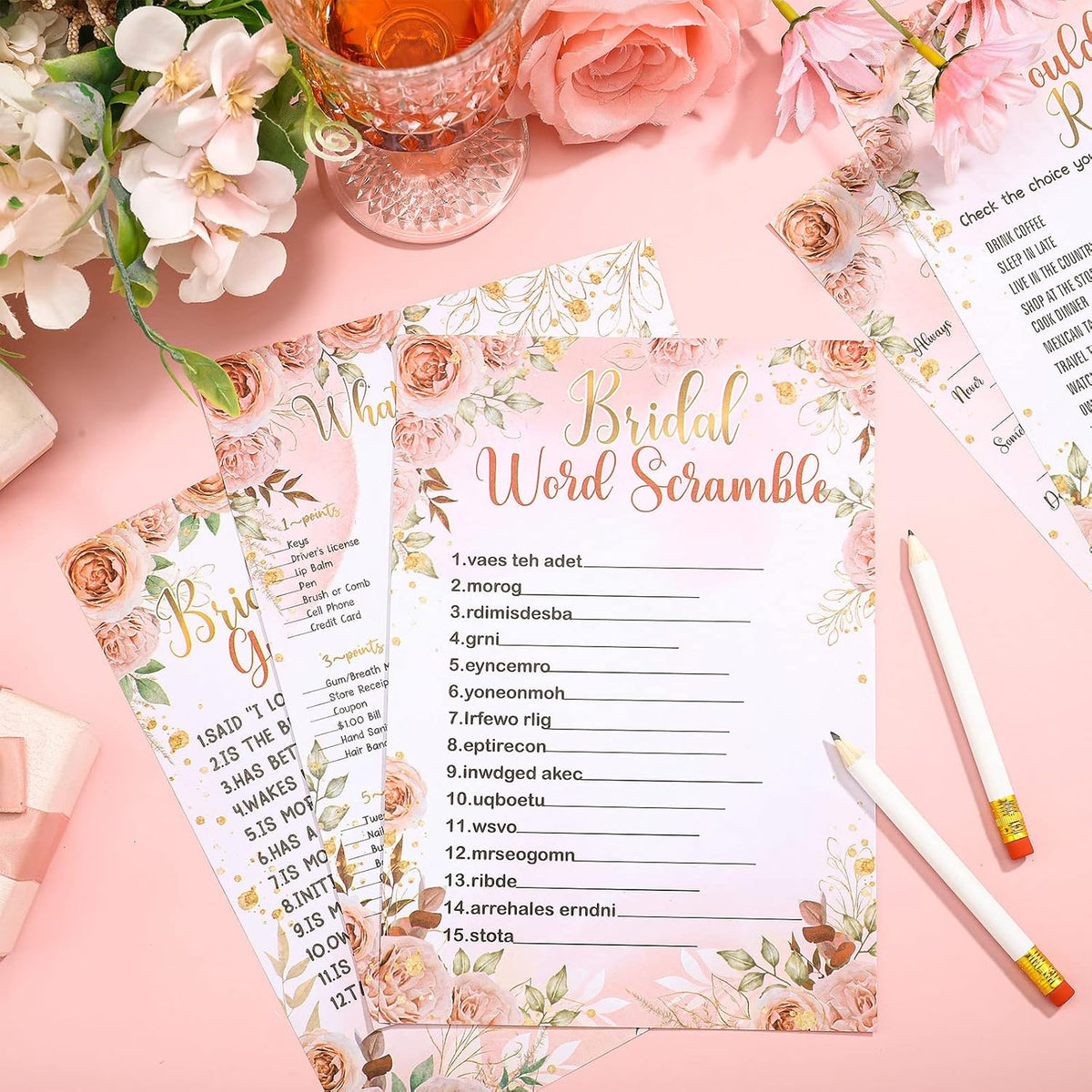Teling 145 Pieces Bridal Shower Game Bridal Shower Favors Set Wedding Games Cards and Pencils for