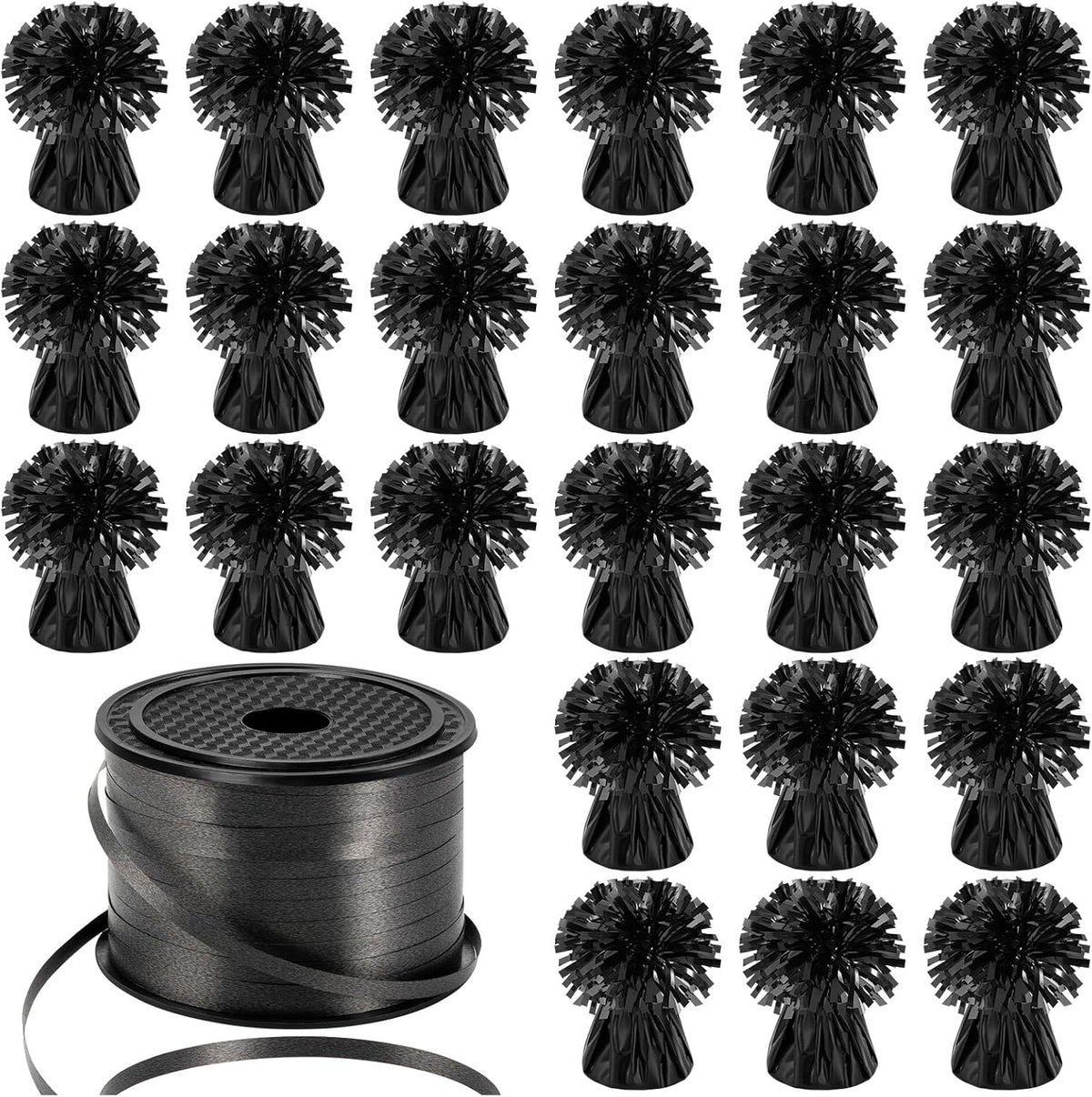 24 PCS Balloon Weights Metallic Anchor, Balloon Holder Heavy Weights with 1 Roll Black Crimped