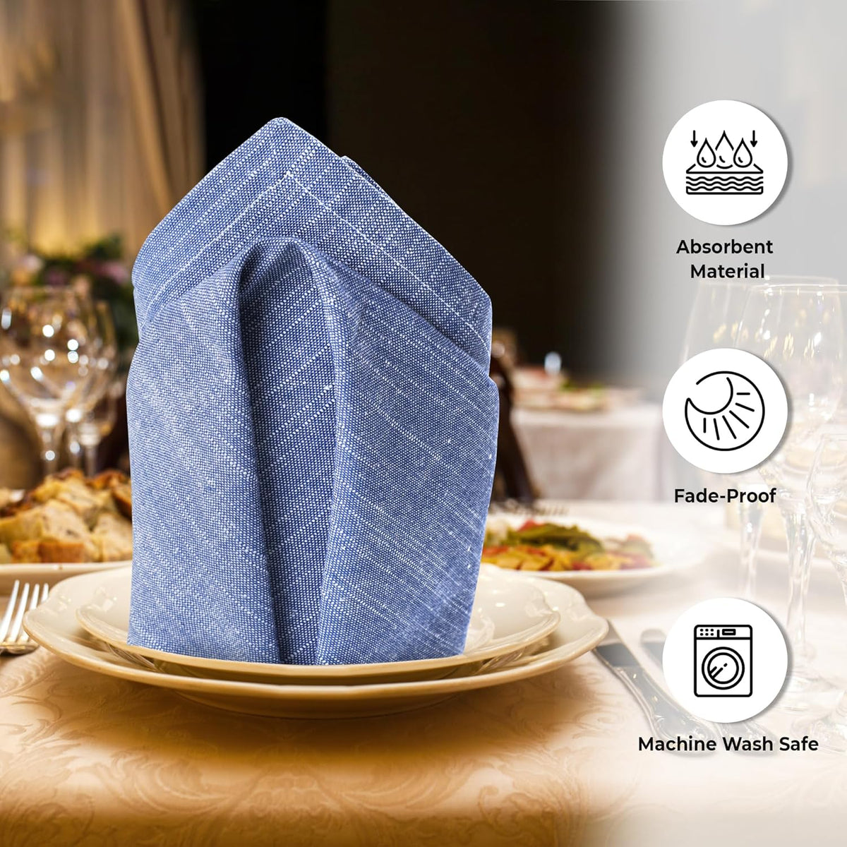 Urban Villa Cloth Napkins 100% Cotton Slub Absorbent Dinner Napkins (Set of 12) Oversized 20x20