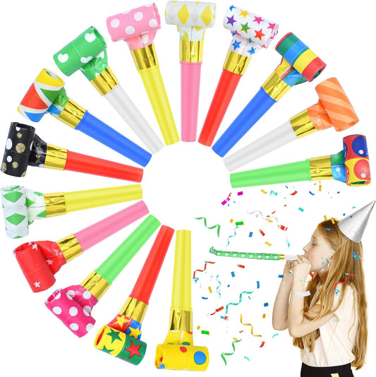 24 Pcs Party Blower Colorful Blowouts Noisemakers Birthday Blowouts Whistles for Party