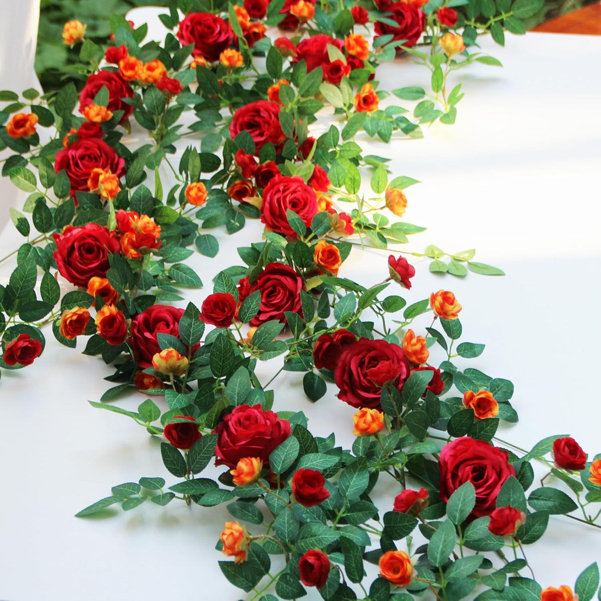 6FT Pink Flower Garland Artificial Rose Vines Hanging Floral Garland for Home Decor Wall Trellis