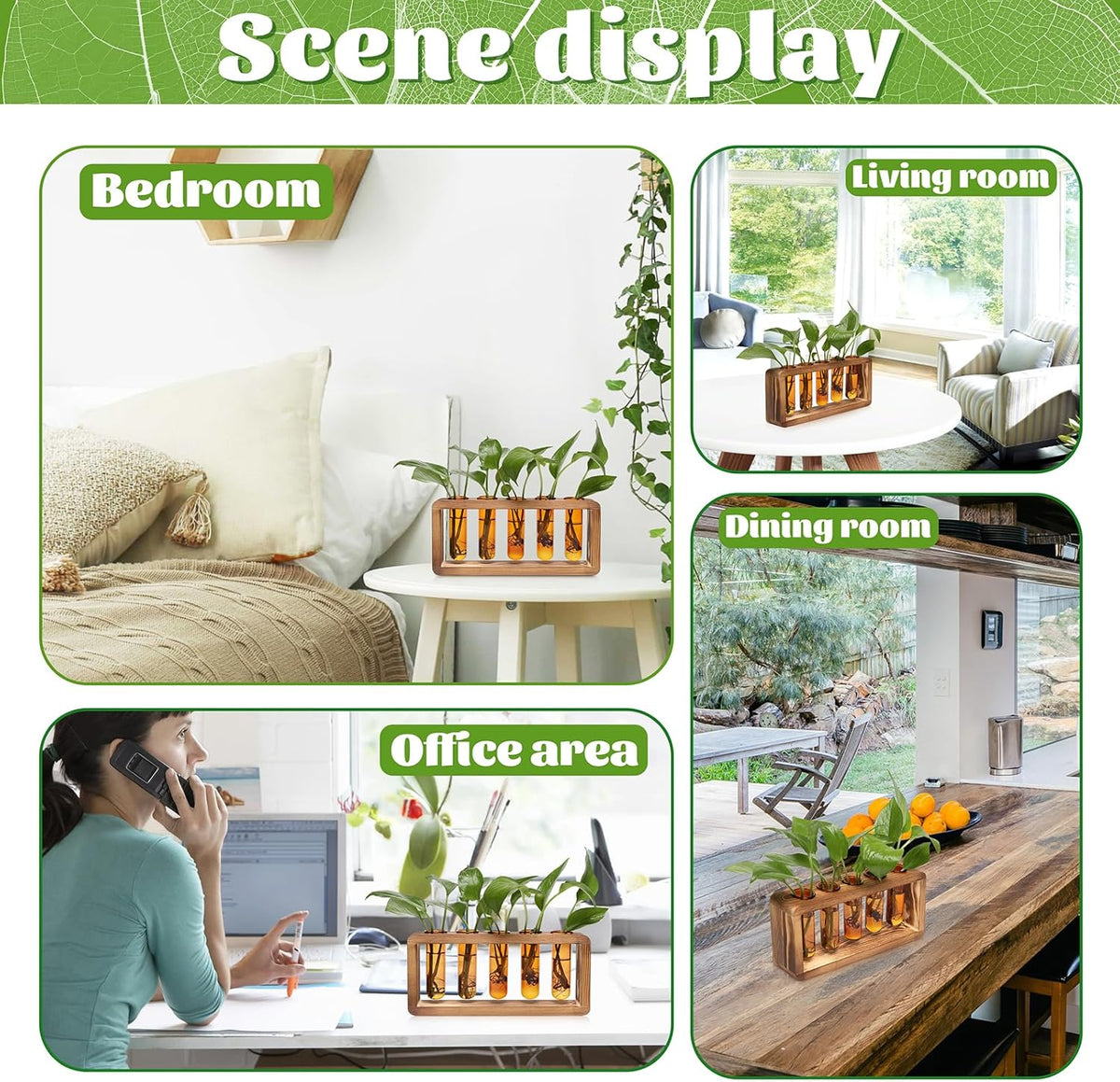 Glass Plant Propagation Station with 5 Test Tubes Colorful Planter Vase Birthday Gifts for Women in