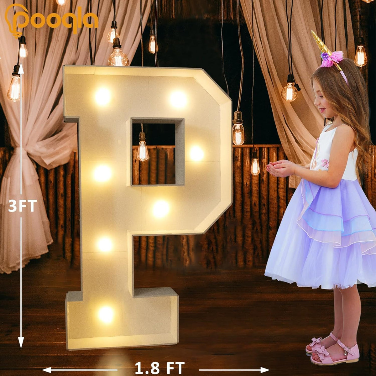 Pooqla 3FT Light Up Marquee Letters, Cool White and Warm White LED Large Lighted Marquee Letters