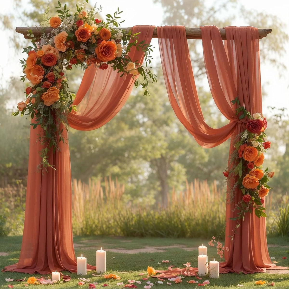 Wedding Arch Draping Fabric, 2 Panels 28" x 19Ft Terracotta Wedding Arch Drapes Sheer Backdrop